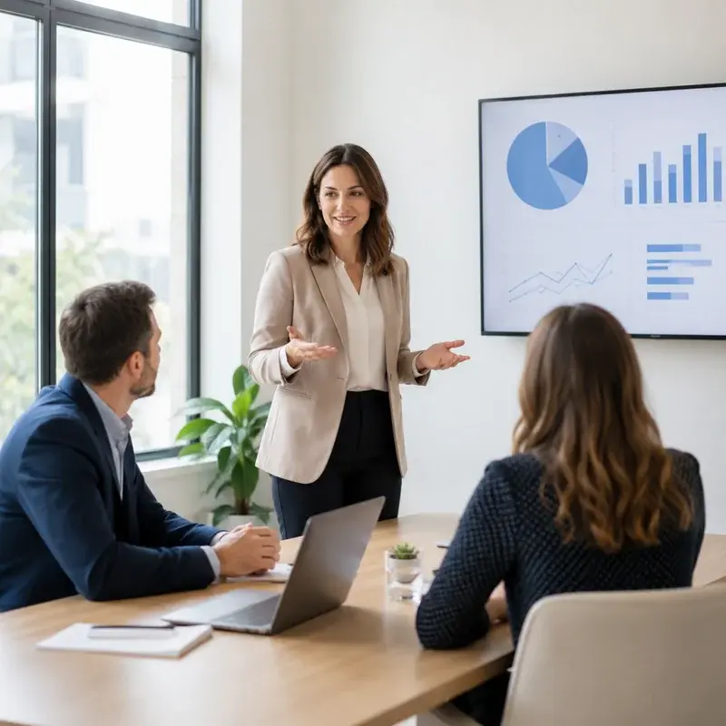 Business data presented to a team