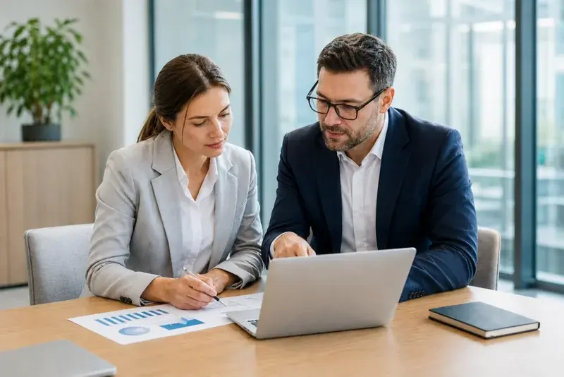 Colleagues collaborating on a connected workflow platform